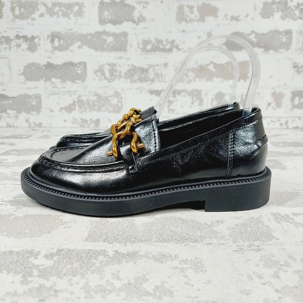 New Steve Madden Karmine Black Leather Slip On Old Money Loafers W926